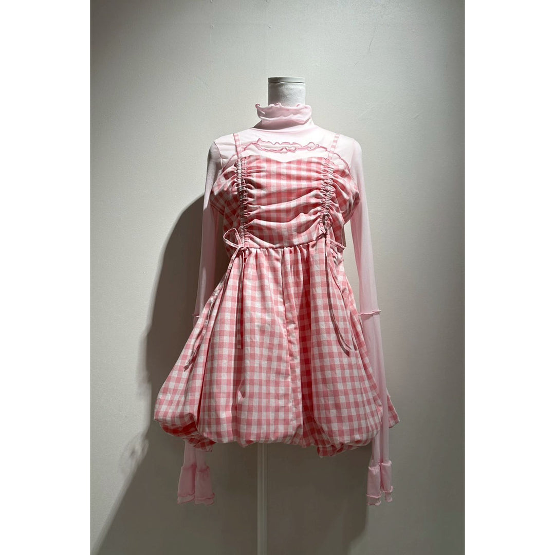 Shirring Tuck Balloon Mini Onepiece