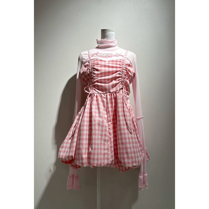 Shirring Tuck Balloon Mini Onepiece