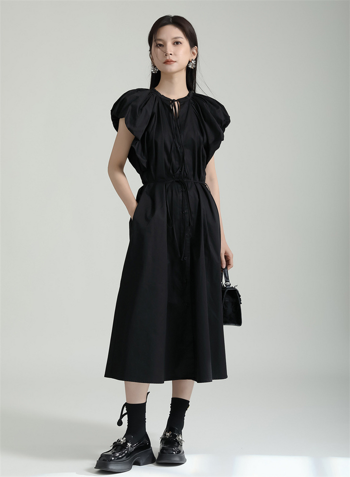 Gathered Sleeve Flare Onepiece