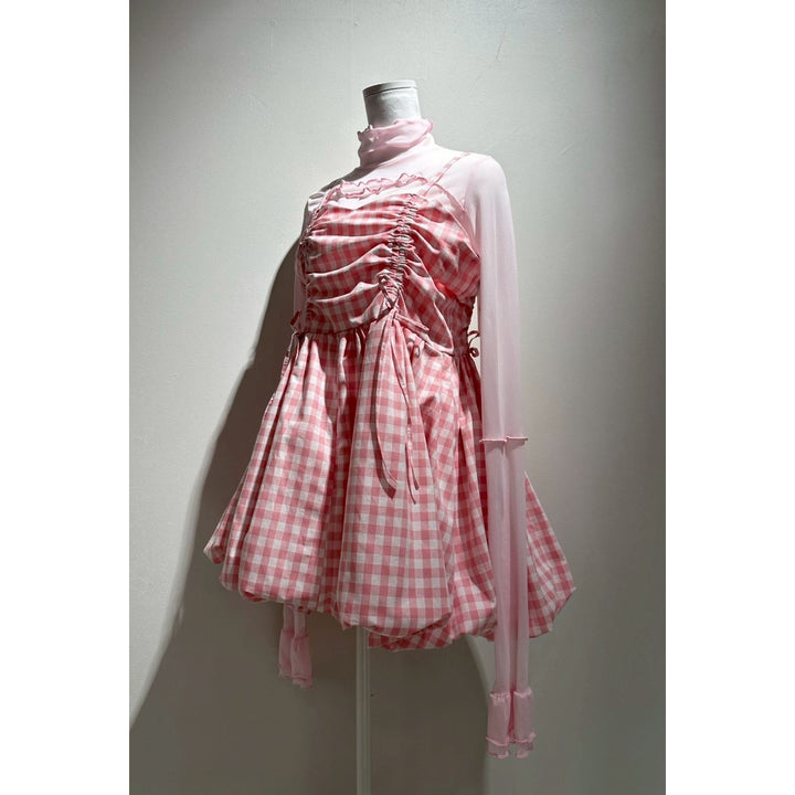 Shirring Tuck Balloon Mini Onepiece