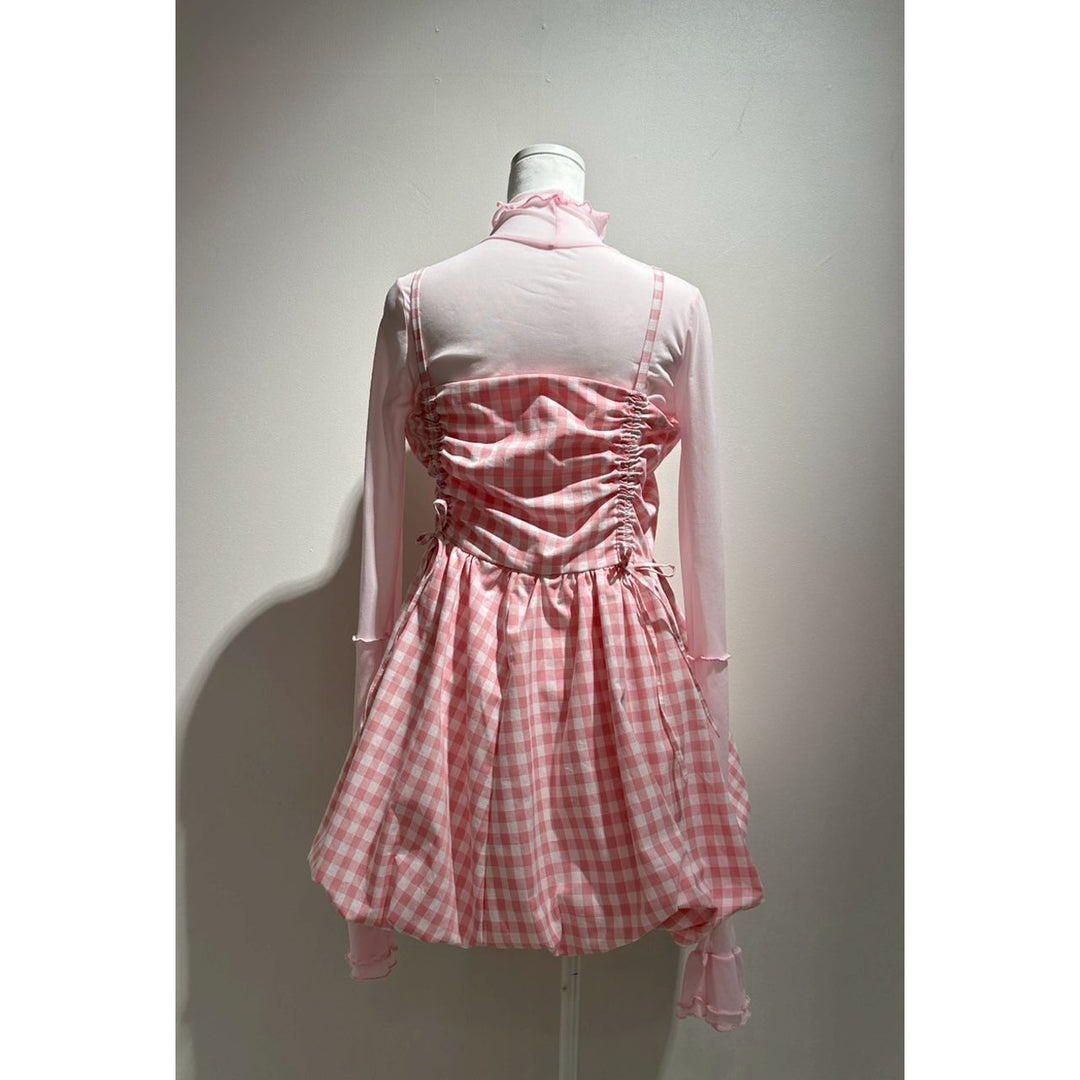 Shirring Tuck Balloon Mini Onepiece