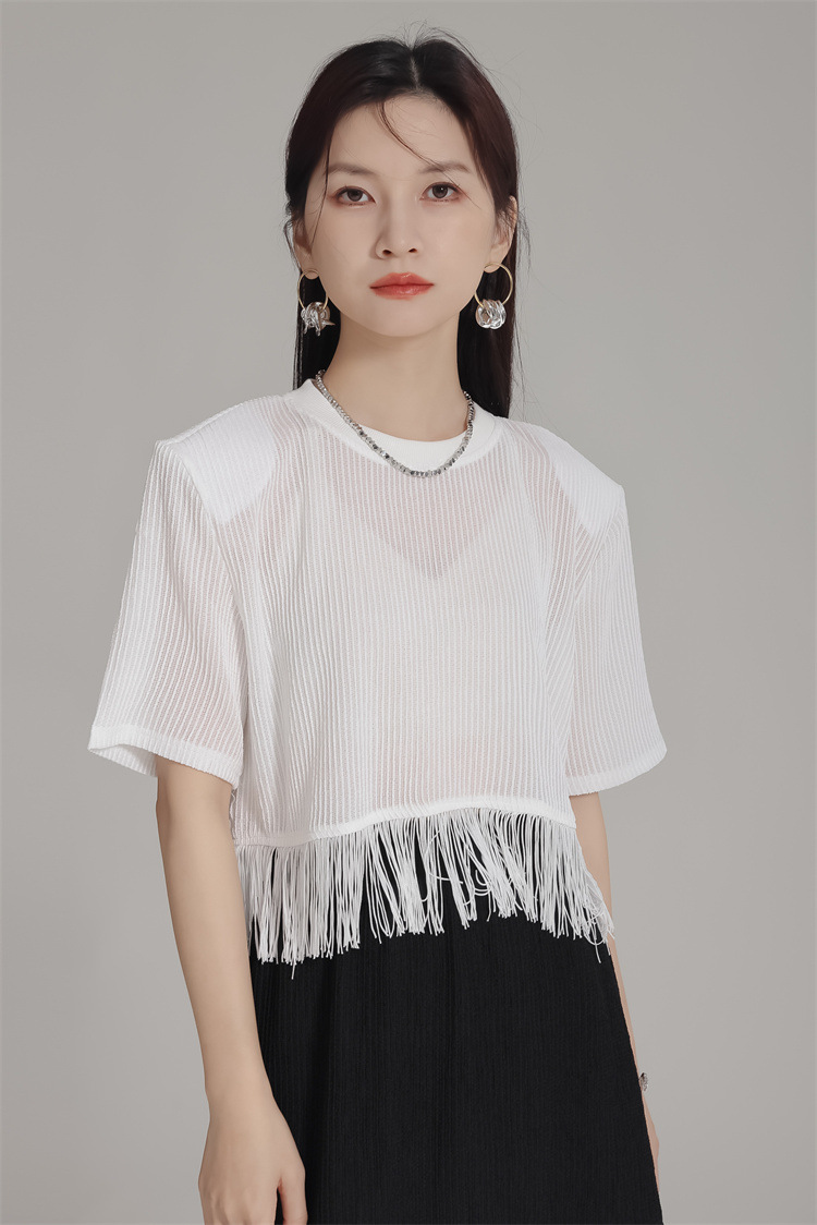 Tassel Round Neck Knitted Tops