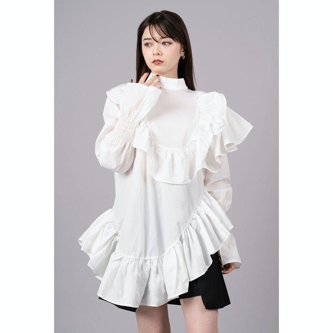 Asymmetry Shirring Tops