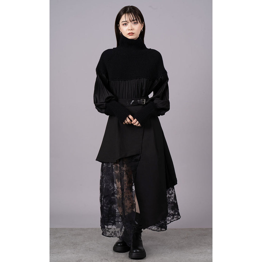 Asymmetry Flare Lace Layered Skirt