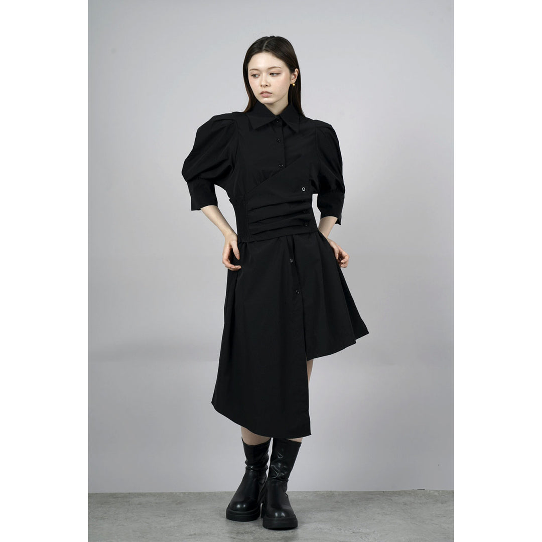 Waist slim waist belt shirt onepiece