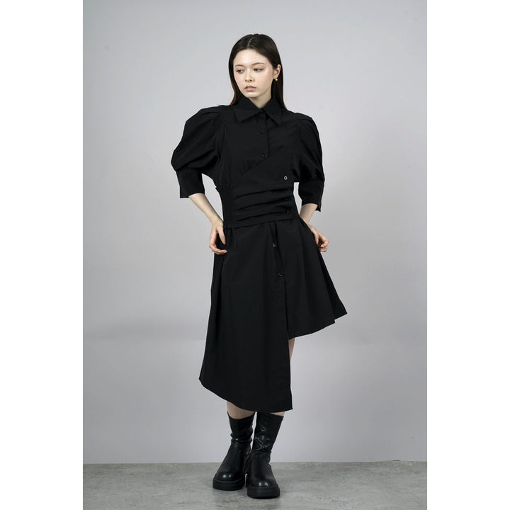 Waist slim waist belt shirt onepiece