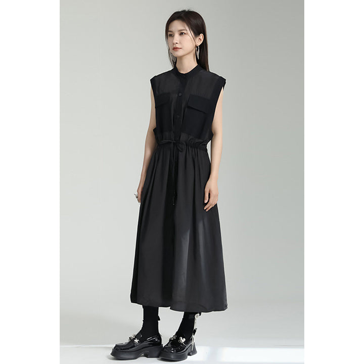 Waist Gathered Sleeveless Onepiece
