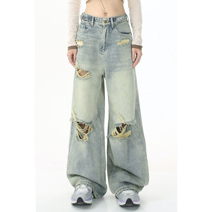 Baggy Silhouette Damage Denim Jeans