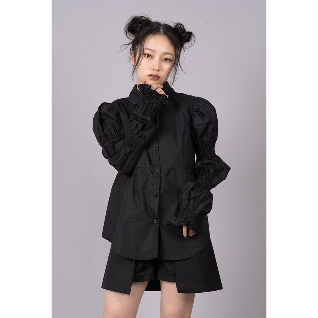 Shirring Virago Sleeve Tops