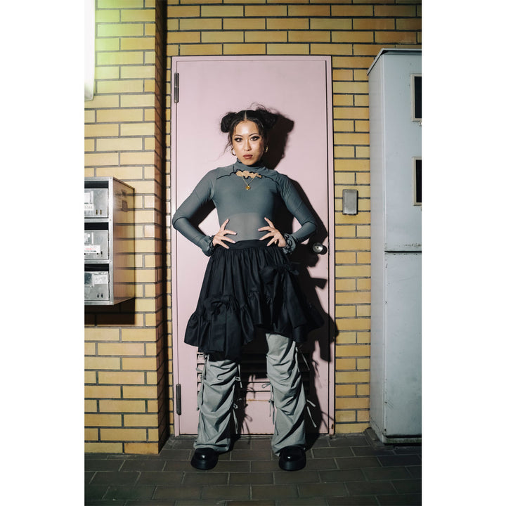 High-neck Revealing Sheer Long Sleeve Tops