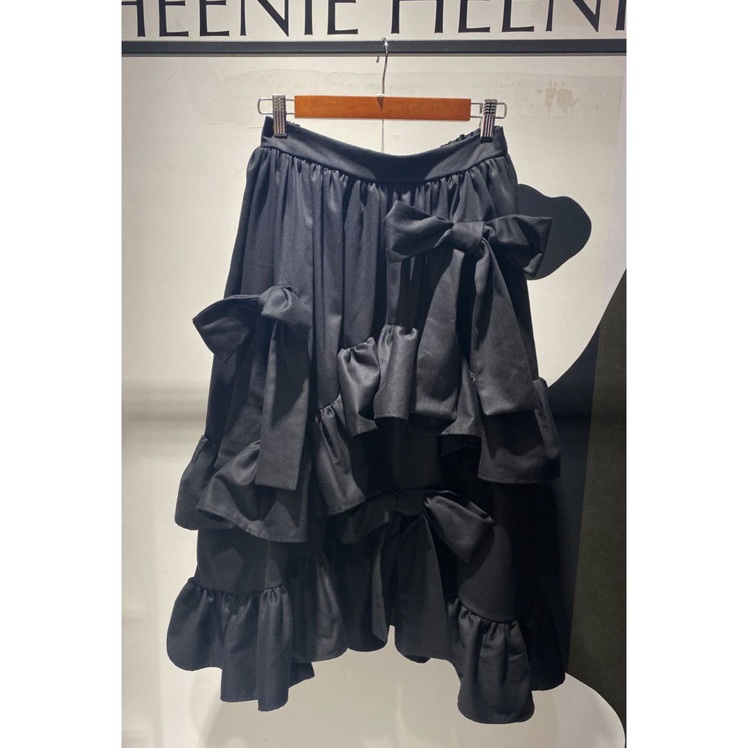 Asymmetry Volume Frill Ribbon Skirt