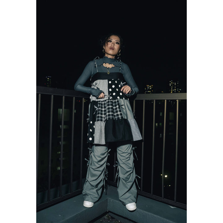 Patchwork Tiered Ribbon Onepiece