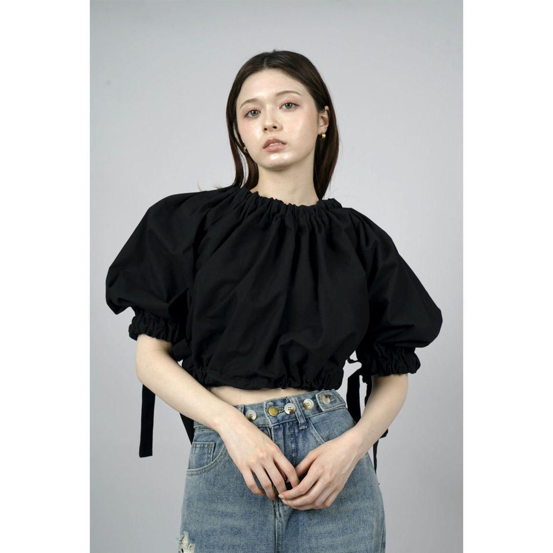 Gathered Shirring Short Shirt