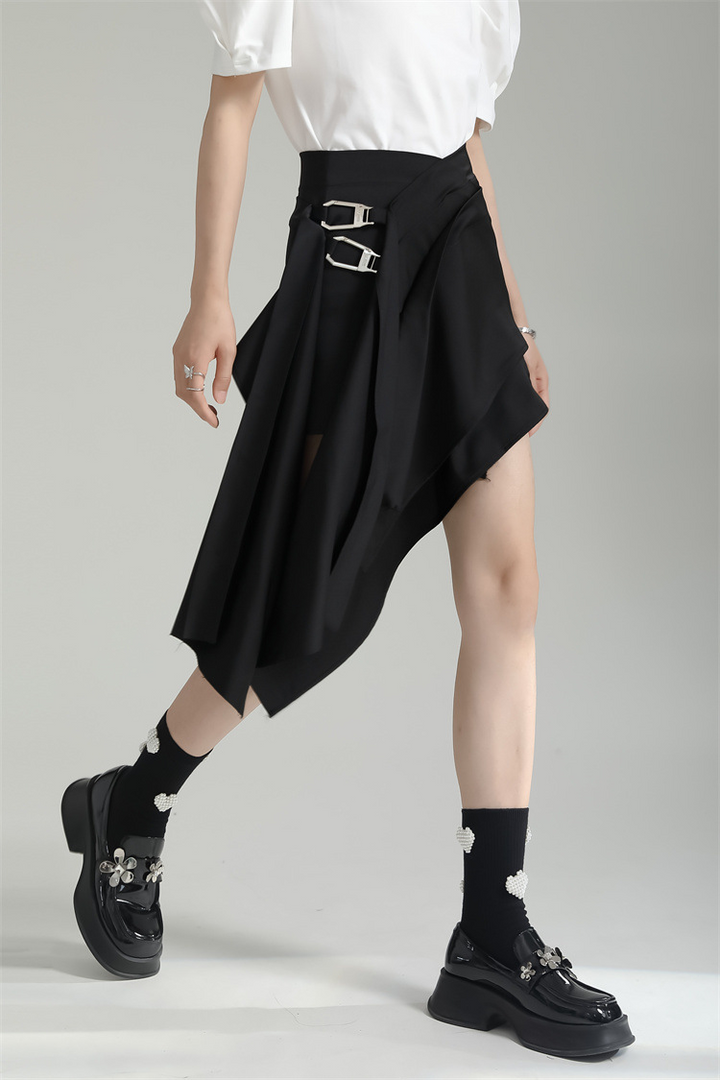 Asymmetry Length Drape Mini Skirt