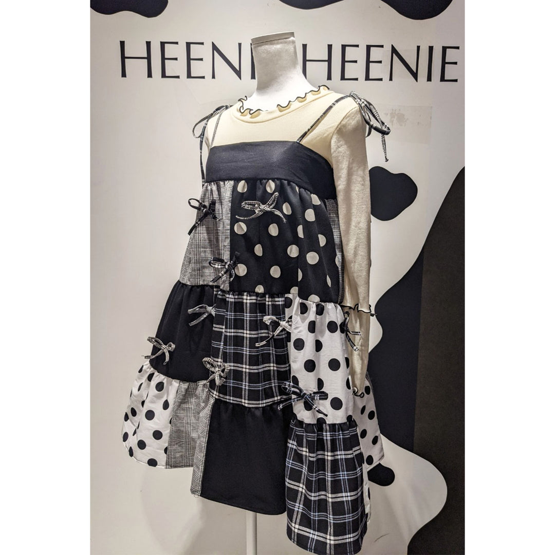 Patchwork Tiered Ribbon Onepiece