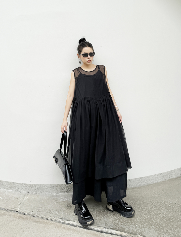 See-through sleeveless dress