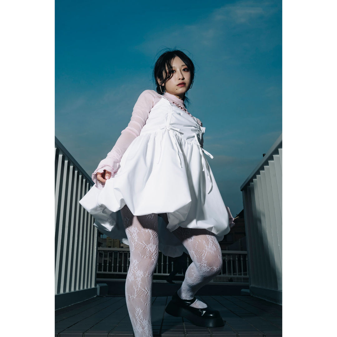 Shirring Tuck Balloon Mini Onepiece