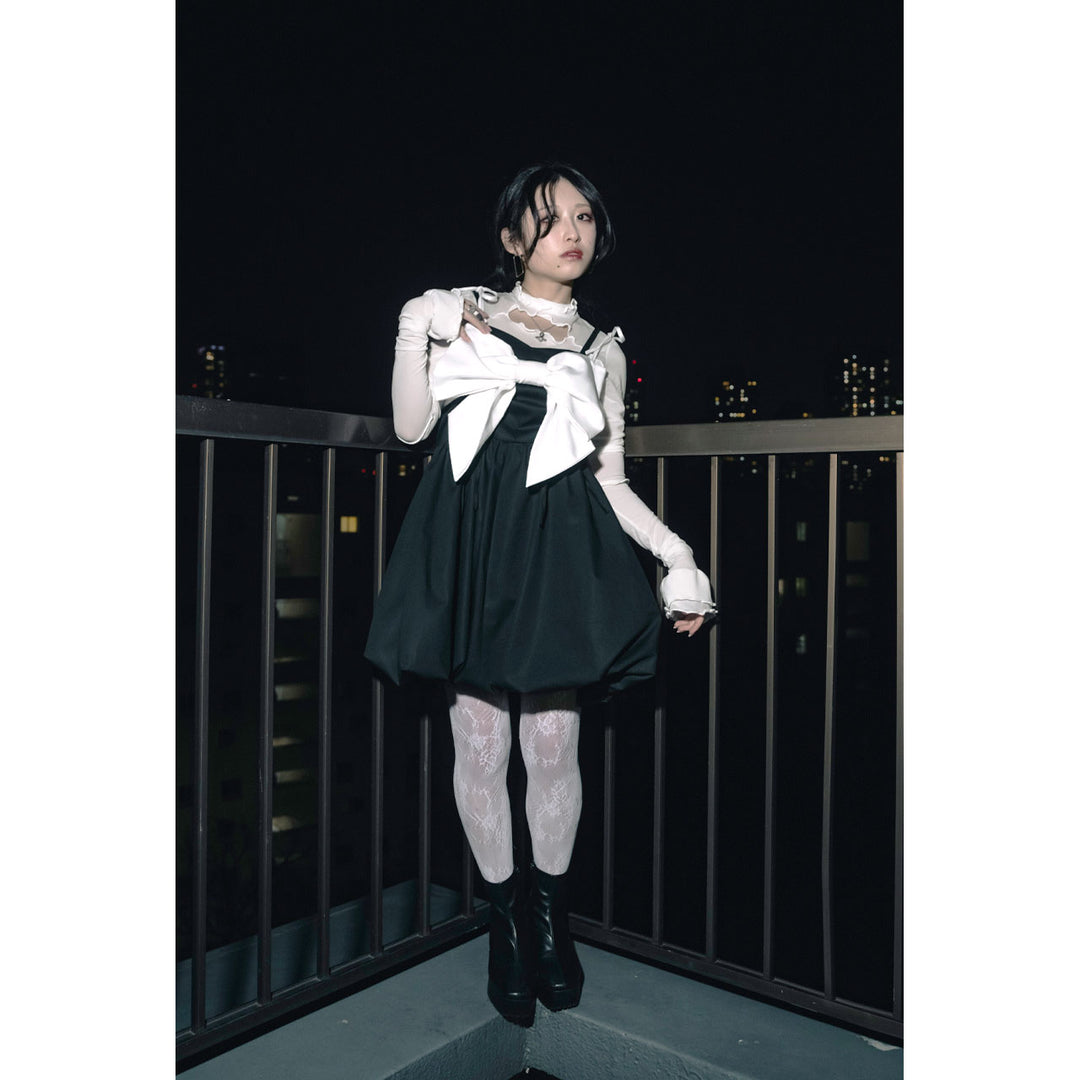 Shirring Tuck Balloon Mini Onepiece