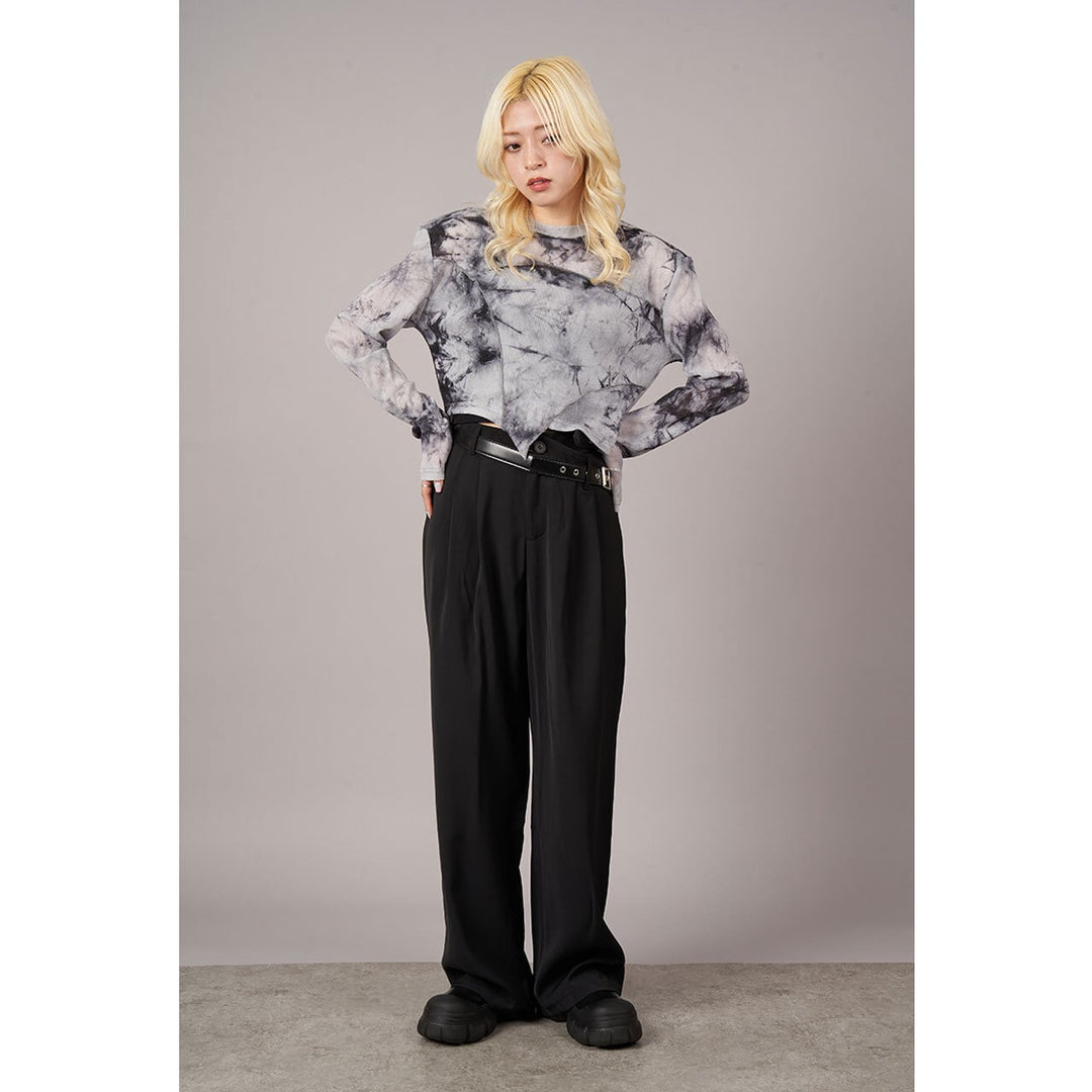 Diagonal Design Waist Straight Pants