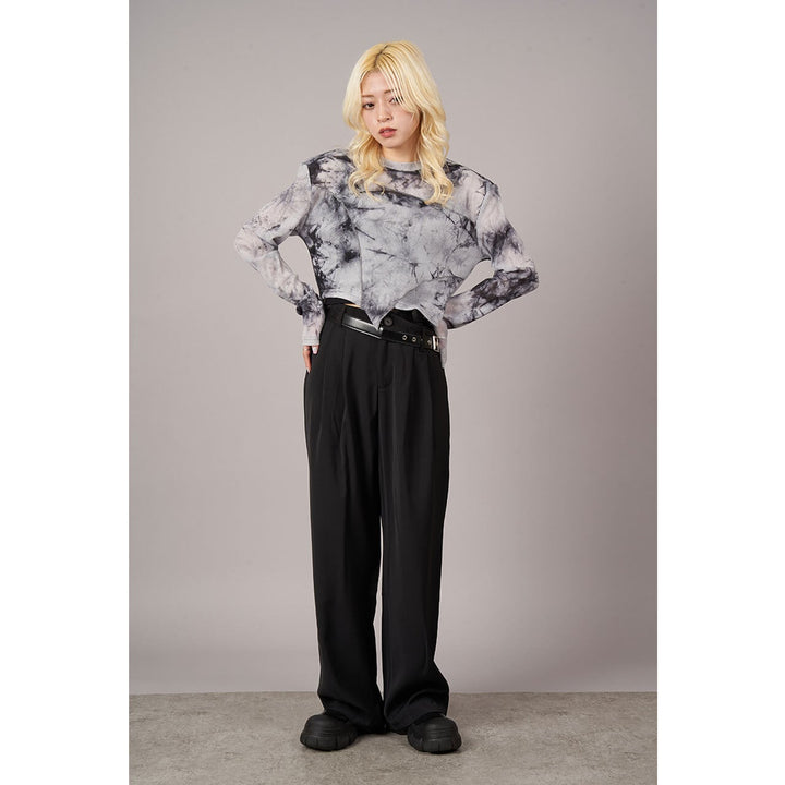 Diagonal Design Waist Straight Pants