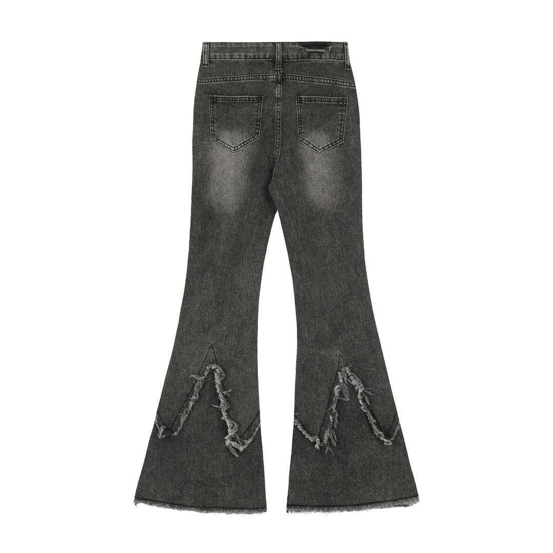Burning Cross Belt Bell Bottm Denim Pants