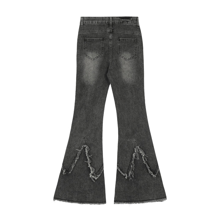 Burning Cross Belt Bell Bottm Denim Pants