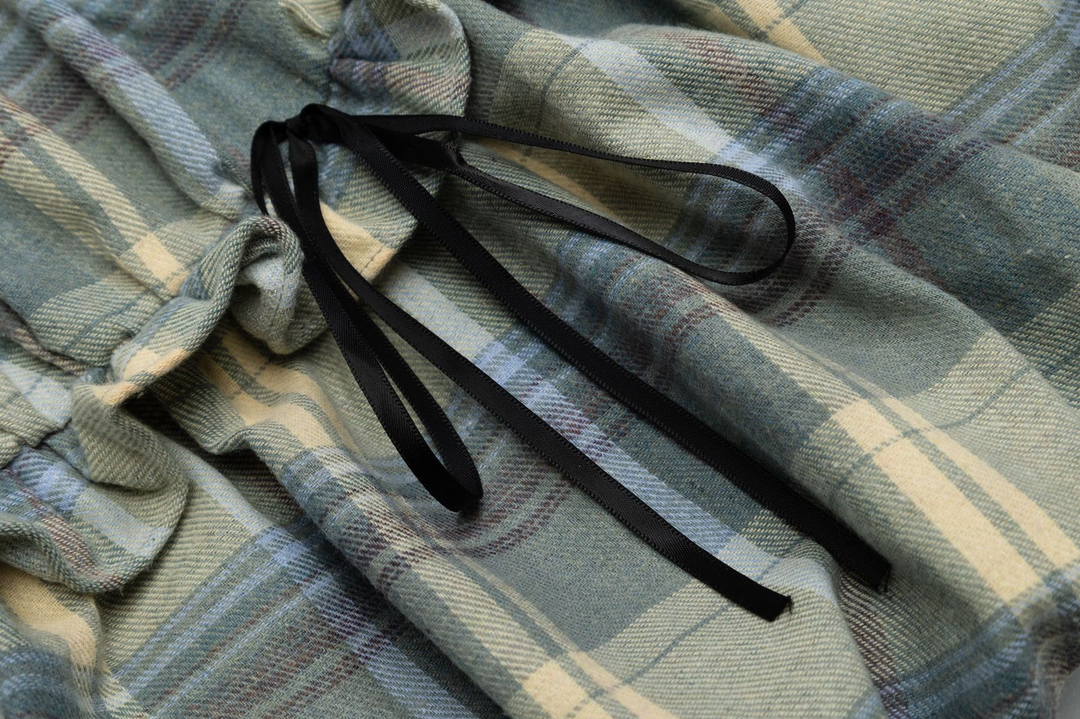 Check Front Frill Ribbon Mini Skirt