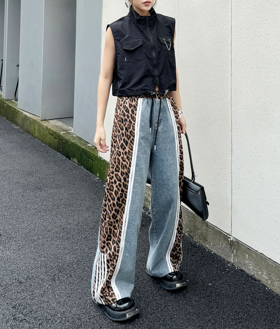 Leopard loose niche design casual pants