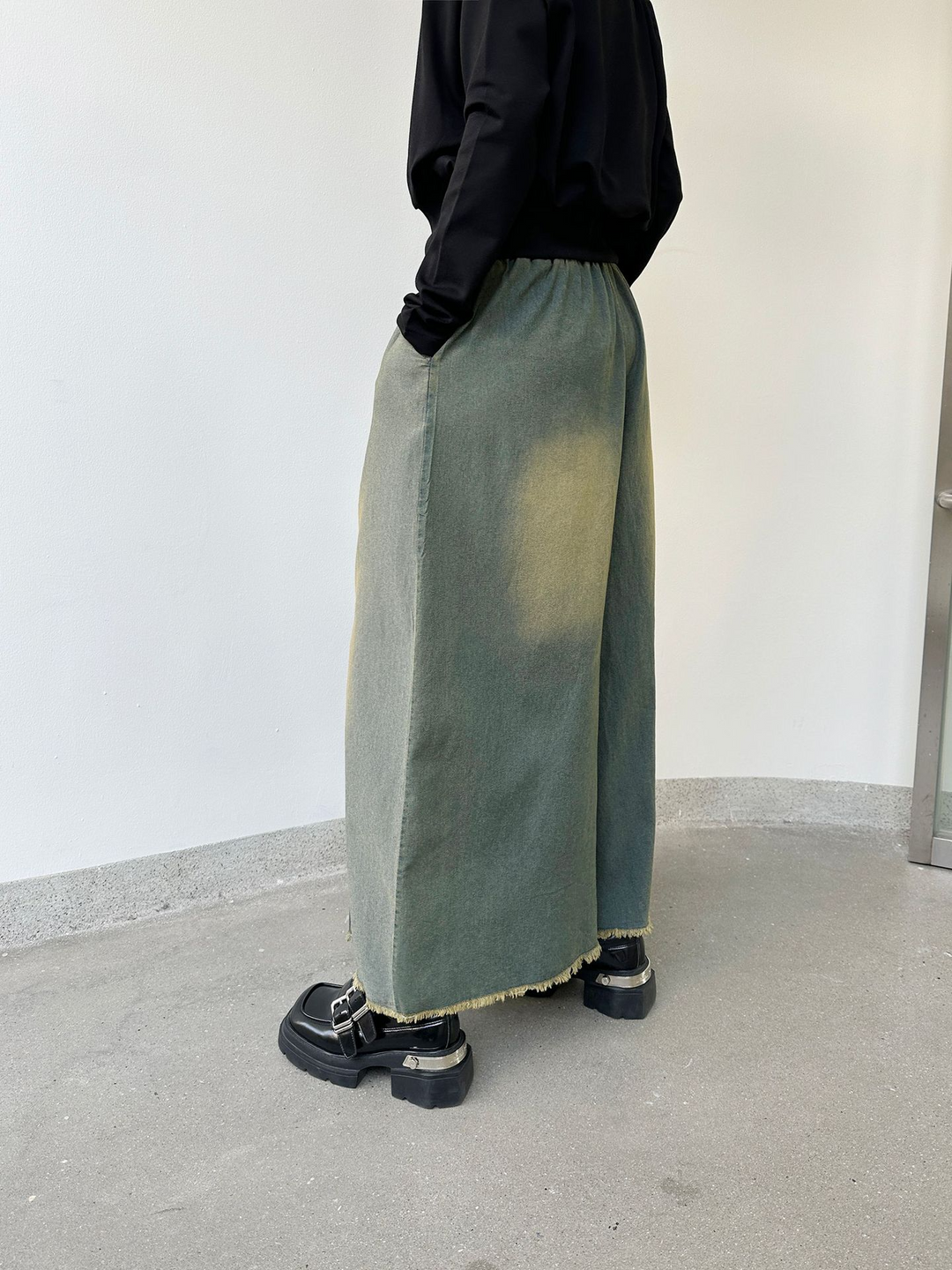 American style drape contrast denim