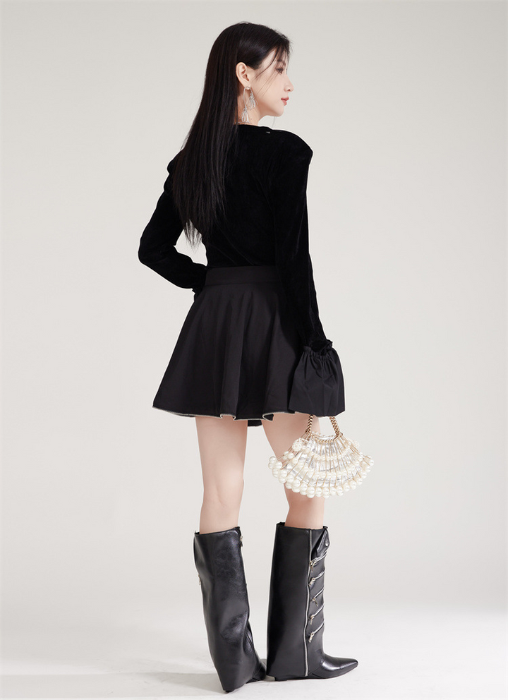 Velvet Long Flare Sleeve Pullover