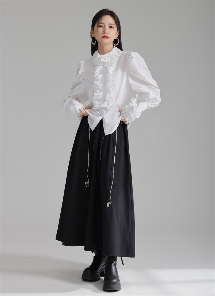 Retro lace flower collar shirt