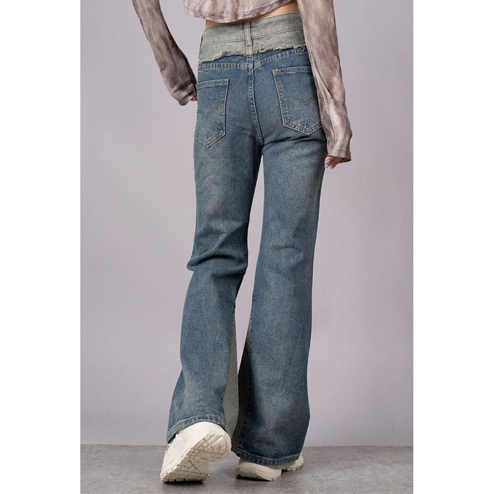 Bicolor Switching Denim Jeans