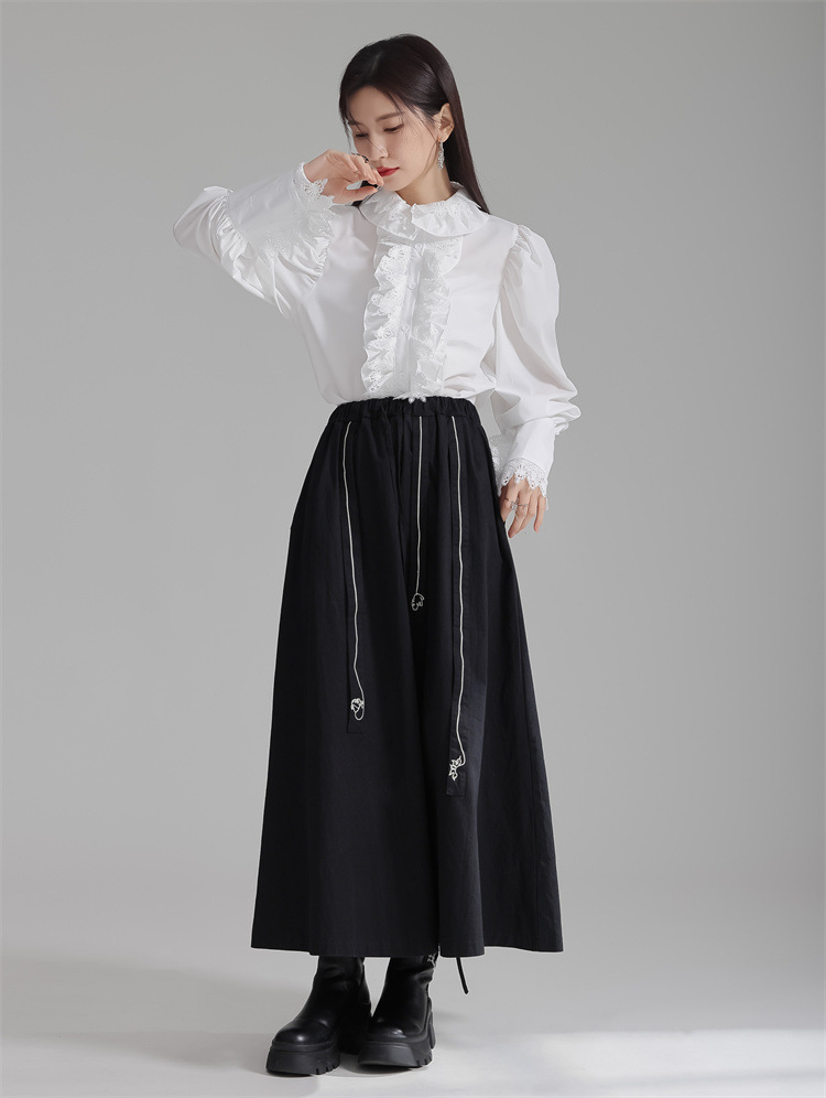 Retro lace flower collar shirt