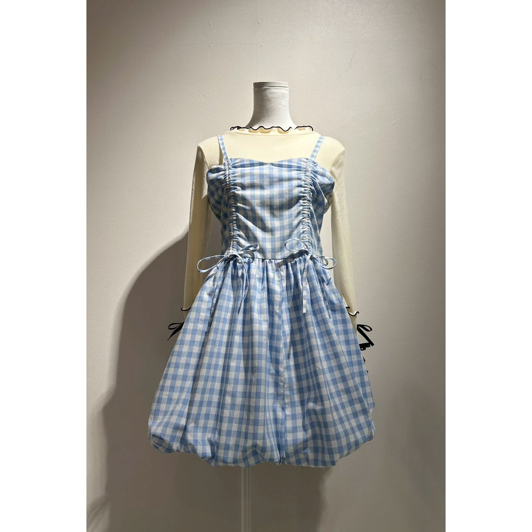 Shirring Tuck Balloon Mini Onepiece