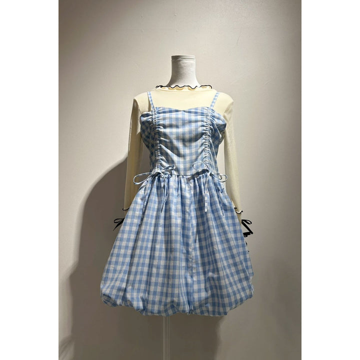 Shirring Tuck Balloon Mini Onepiece