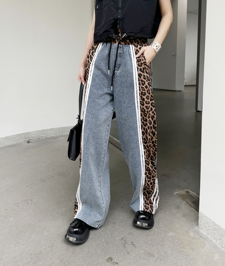 Leopard loose niche design casual pants