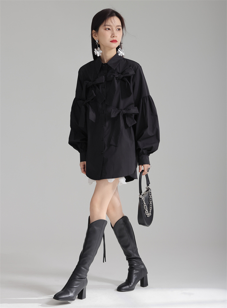 Ribbon design french elegant shirt