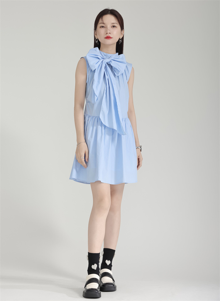 Bow tie sleeveless slim dress