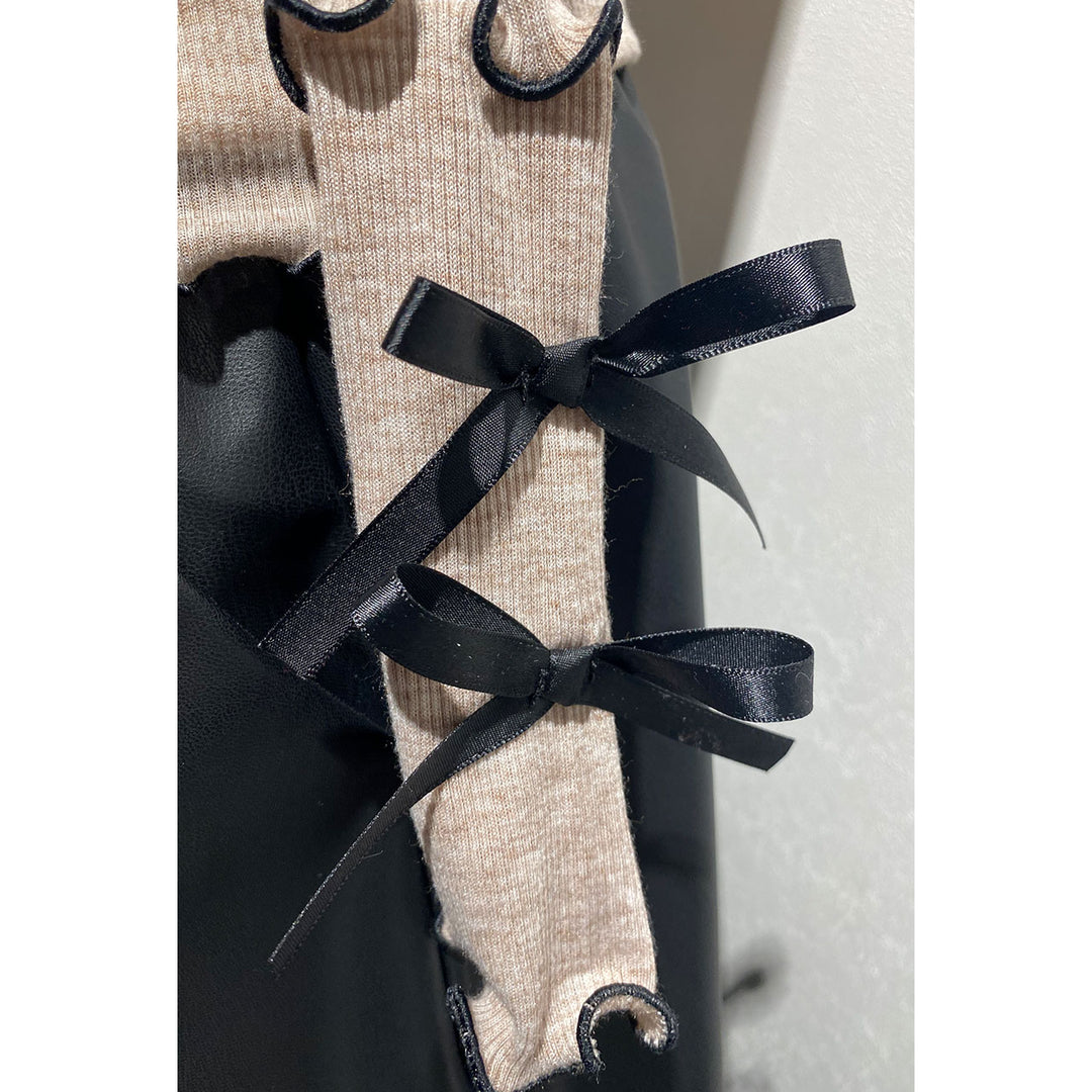 Rib Mellow Ribbon Tops Front ribbon / Big ribbon / Sleeve ribbon