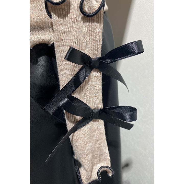 Rib Mellow Ribbon Tops Front ribbon / Big ribbon / Sleeve ribbon