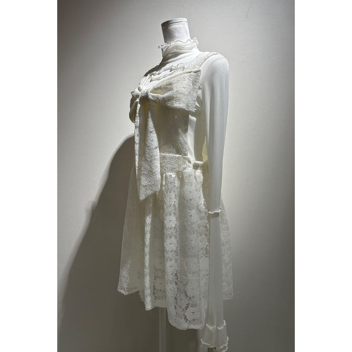 Front ribbon sleeveless onepiece (Beige Check) ¥8,980 / ¥9,480