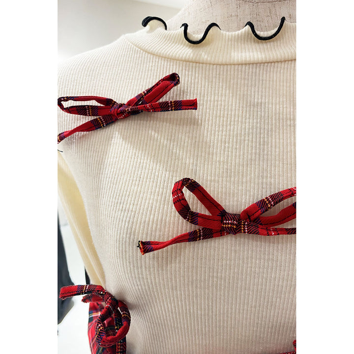 Rib Mellow Ribbon Tops Front ribbon / Big ribbon / Sleeve ribbon