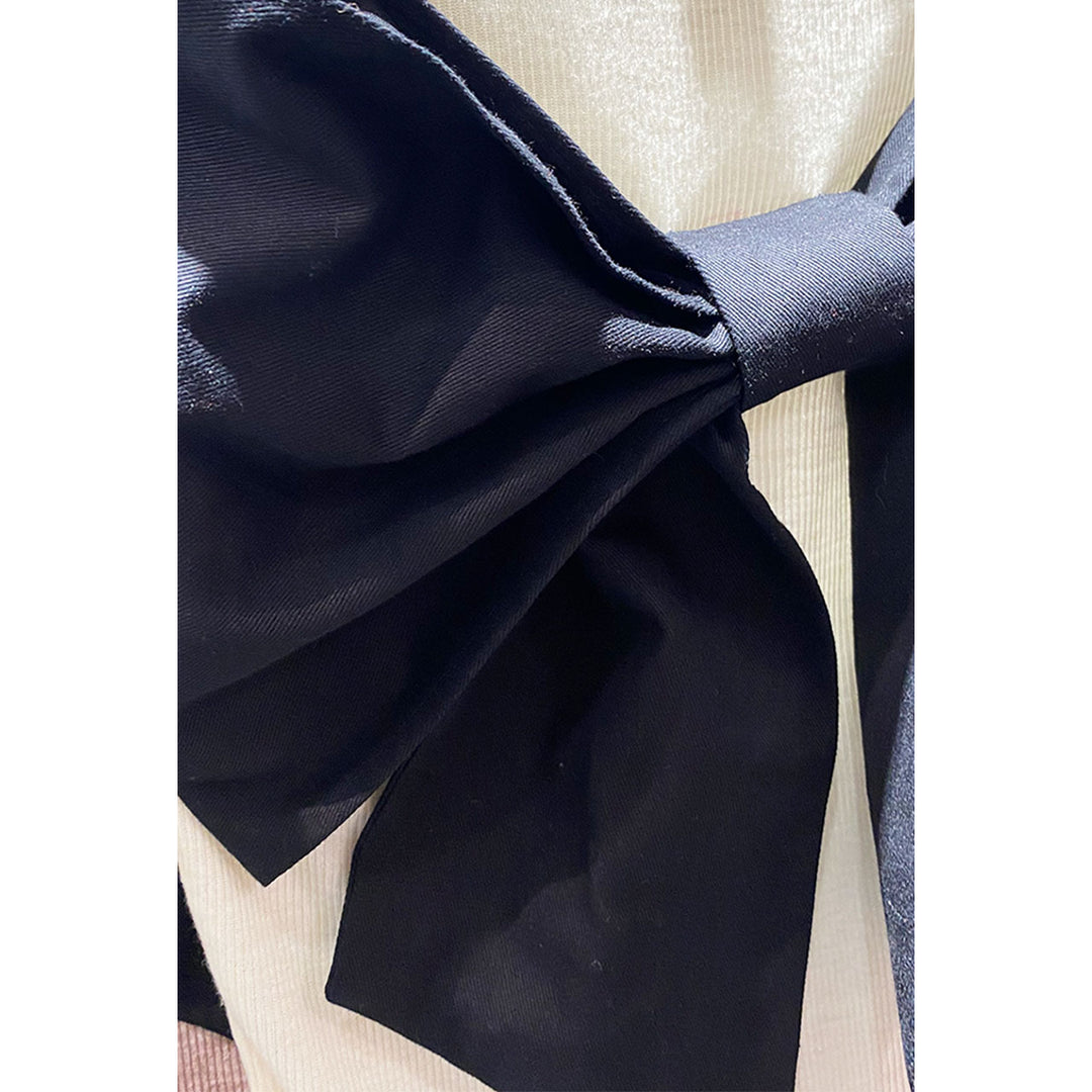 Rib Mellow Ribbon Tops Front ribbon / Big ribbon / Sleeve ribbon