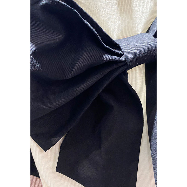 Rib Mellow Ribbon Tops Front ribbon / Big ribbon / Sleeve ribbon