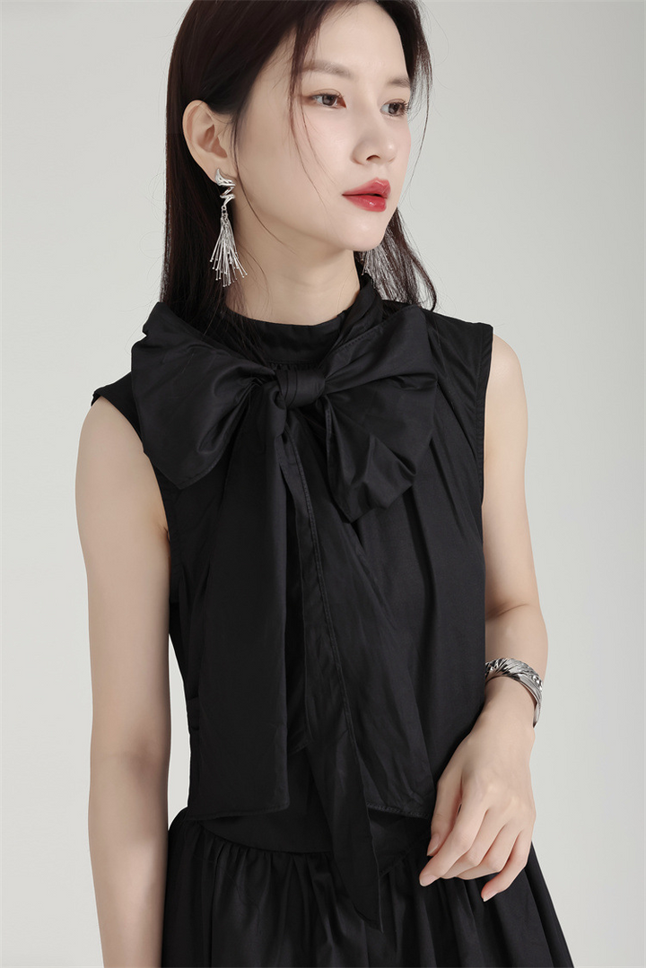 Bow tie sleeveless slim dress