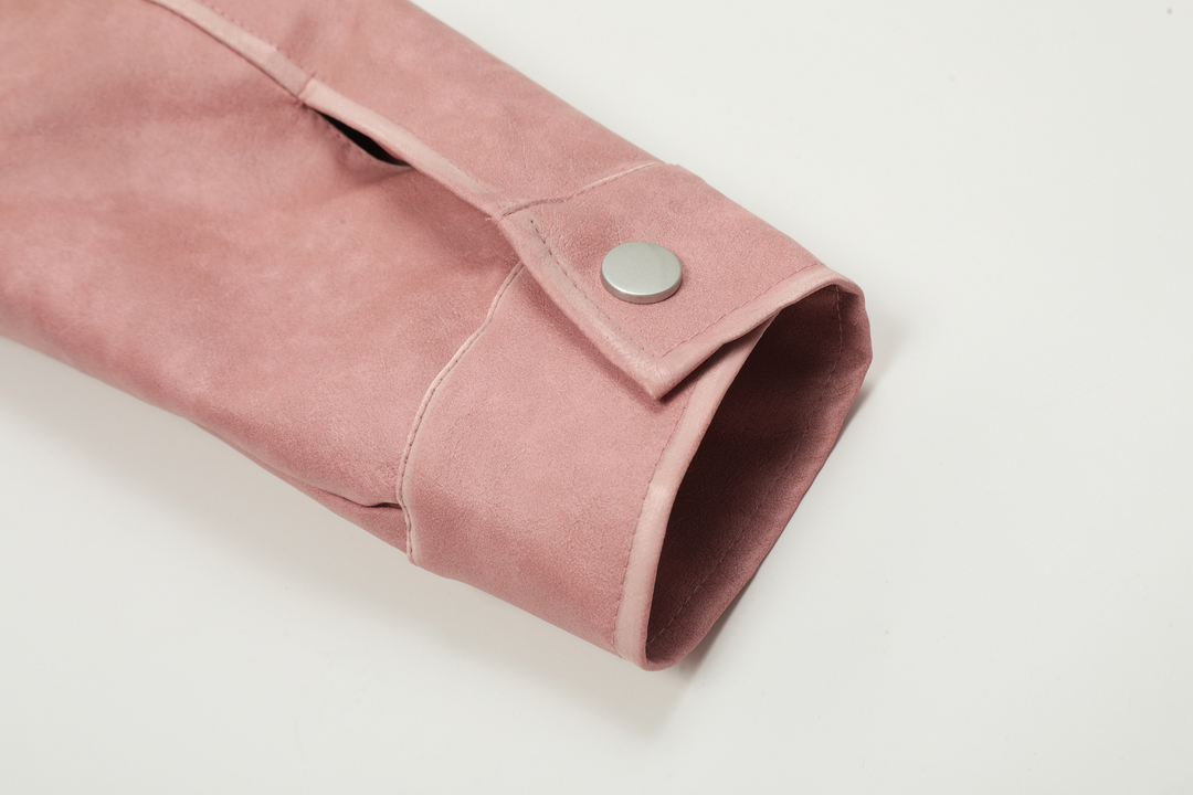 Sweet ribbon PU leather jacket