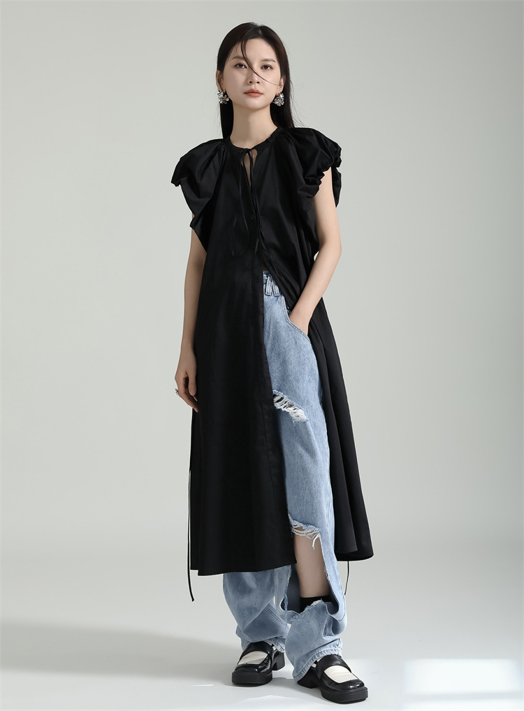 Gathered Sleeve Flare Onepiece