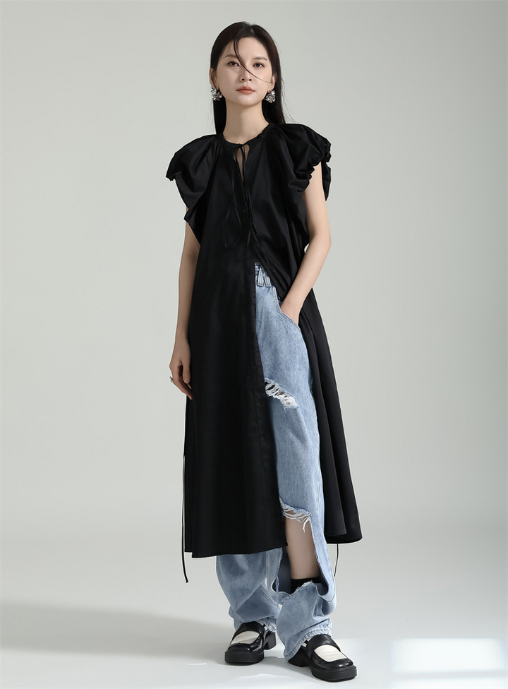 Gathered Sleeve Flare Onepiece