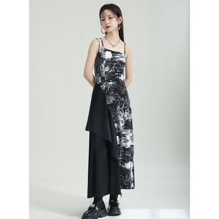 Shirring Sleeve Seer Shirt & Asymmetry Flare Print Camisole Onepiece ¥6,480 / ¥8,980