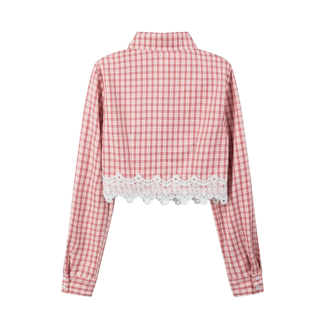Lace checkered shirt